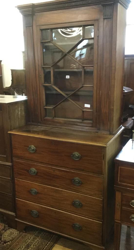 19thC mahogany secretaire bookcase